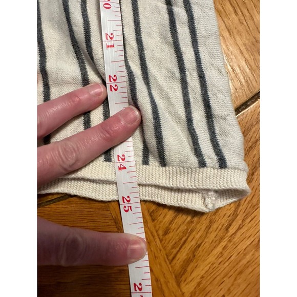 HINGE Gray Stripes/ Ivory Long Sleeve Crew Neck Women’s Small Tie Back Sweater - Picture 4 of 5